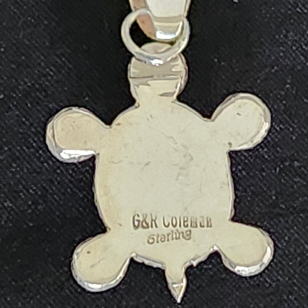 Vintage Silver & Turquoise Turtle Pendant - Picture 3 of 4